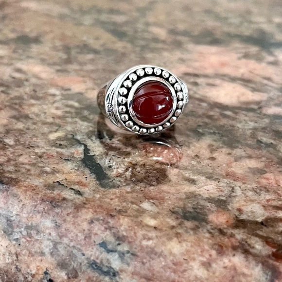 Carnelian Sterling Silver Ring Carved Beaded Balls - Picture 7 of 7